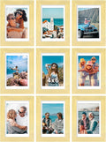 Vittanly 4x6 Picture Frames Set of 9, Shatter Resistant Plexiglass, Display 3.5x5 Pictures with Mat or 4x6 without Mat, Photo Frames for Wall or Tabletop, Engineered Wood, Gold-Ruum Studio Home