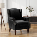 UIXE PU Leather High Back Accent Chair, Upholstered Armchair for Living Room, Retro Wingback Arm Chair Nailhead Trim Single Sofa Bedroom Reading Seat with Solid Wood Legs - Black-Ruum Studio Home