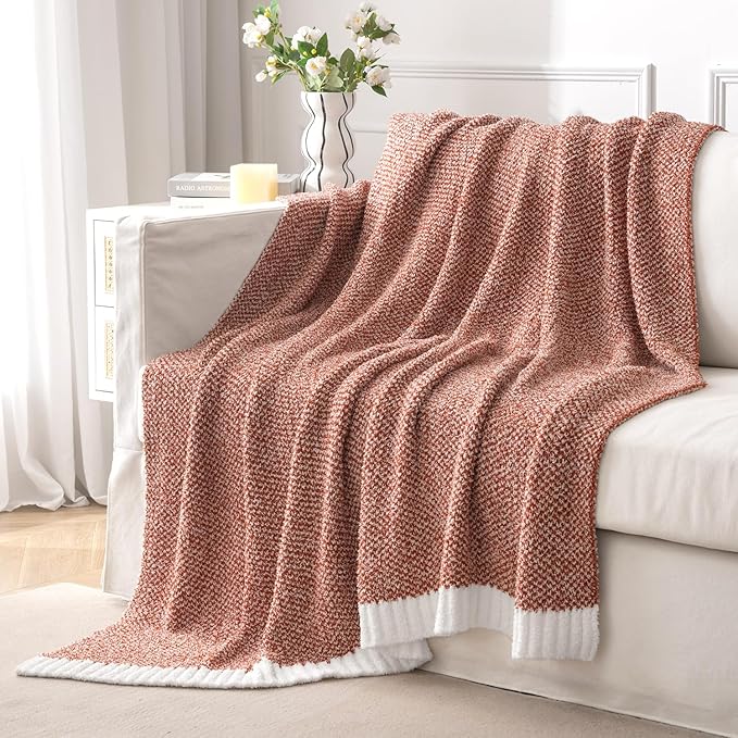 MIULEE Fall Rust Super Soft Throw Blanket for Couch, Cozy Fluffy Warm Throws Knit Blankets for Sofa, Bed, Chair, Living Room, Camping, Picnic, 50 x 60 inch-Ruum Studio Home