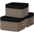 COMFY-HOMI 3PACK Cotton Rope Square Basket with Handles for Shelves|Dog Toy Bin and Storage|Baby Gift|Shoe Organizer|New 13.5" x 11" x 9.5" for Living Room (Black/Jute)-Ruum Studio Home