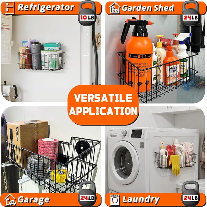 ULIBERMAGNET Magnetic Baskets, Large Capacity Metal Wire Mesh Basket Holder Organizer for Sundry Tool Storage, Magnetic Shelf for Garage, Laundry, Kitchen, Workshop, Cabinet(2 Pack)-Ruum Studio Home