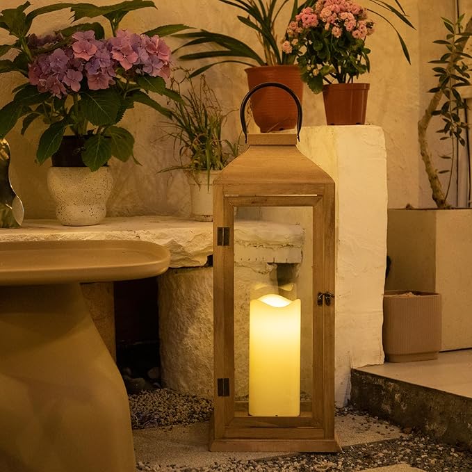 Bdor 2 Pack Lanterns Decorative - IP65 Waterproof Lanterns Decorative with Flameless Pillar Candles, Decorative Lanterns for Home Decor, Indoor Outdoor, Front Porch, Garden, Farmhouse Weddings Style-Ruum Studio Home