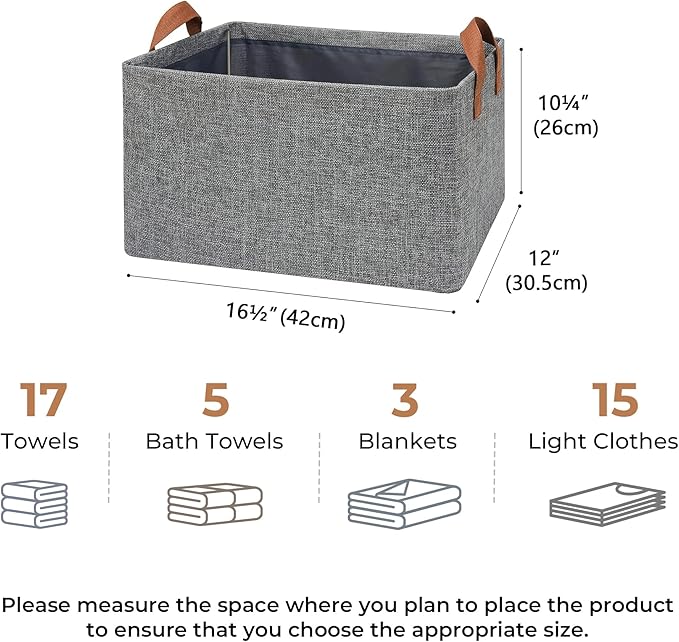 GRANNY SAYS Storage Baskets for Shelves, Closet Organizer Bins, Clothes Storage Bins with Metal Frame, Extra Large Baskets for Organizing and Storage, Collapsible, Gray, 2-Pack-Ruum Studio Home