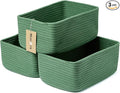 Small Storage Baskets for Organizing | Closet Organizer Bins | Shelf Toy Basket | Woven Rope Baskets | Cube Decorative Box | Shallow Basket | 11.5x7.5x4.7” | 3 Packs Green-Ruum Studio Home