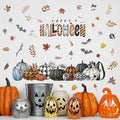 clothmile 40.15 x 38.58 Inch Happy Halloween Pumpkins Wall Decals Halloween Leaves Bat Spider Wall Stickers Halloween Removable Wall Sticker for Halloween Party Supplies Home Wall Decor-Ruum Studio Home
