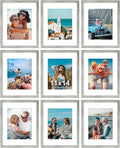 Vittanly 11x14 Picture Frames Set of 9, Shatter Resistant Plexiglass, Display 8x10 Pictures with Mat or 11x14 without Mat, Photo Frames for Wall or Tabletop, Engineered Wood, Grey-Ruum Studio Home