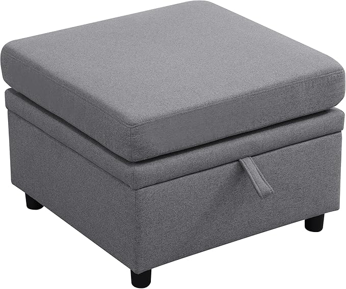 Ottoman Rectangular Storage Ottoman Bench, Footrest Stool Footstool with Lid for Living Room, Bedroom, Entryway, Dark Gray, 22.6"x23.2"x16.5"-Ruum Studio Home