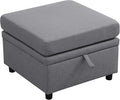 Ottoman Rectangular Storage Ottoman Bench, Footrest Stool Footstool with Lid for Living Room, Bedroom, Entryway, Dark Gray, 22.6"x23.2"x16.5"-Ruum Studio Home