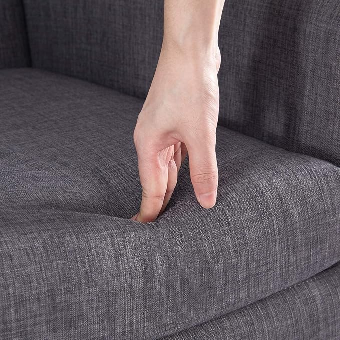 HUIMO Accent Chair Living Room Chair, Upholstered Button Tufted Armchair, Linen Fabric Sofa Chairs for Bedroom, Living Room, Mid Century Modern Comfy Reading Chair (Grey)-Ruum Studio Home