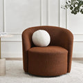 KINWELL Sherpa Swivel Barrel Chair & Round Ball Pillow Set - 34" Wide Modern Boucle Accent Chair with 9” Matching Nordic Decorative Throw Pillow for Living Room and Bedroom(Brown)-Ruum Studio Home
