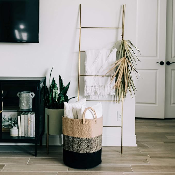 OrganiHaus Brown Woven Baskets for Storage 15x18, Boho Blanket Basket for Living Room, Toy Basket Storage for Kids, Baby Laundry Hamper, Large Storage Basket for Clothes, Basket for Blankets-Ruum Studio Home