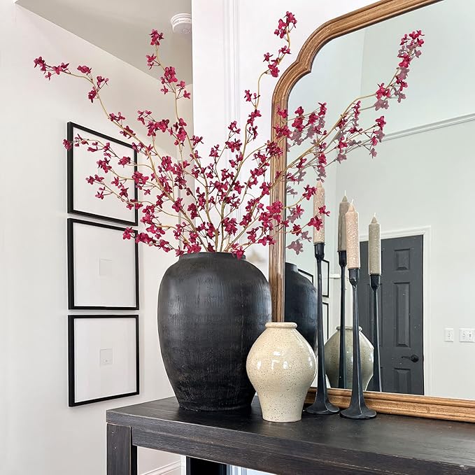 4Pcs Fake Flowers Blossom Branches Artificial Flowers for Indoor Decor, Faux Long Stem Realistic Indoor Plants for Vase Wedding Home Office Bedroom Party Table Centerpieces Decor-Ruum Studio Home