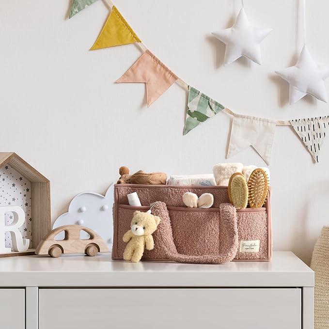 PeraBella Baby Diaper Caddy Organizer with Handle, Boy & Girl Shower Gift Basket, Portable Diaper Storage Basket Bin for Wipes, Newborn Baby Essentials Registry Search Must Haves, Car Caddy Organizer-Ruum Studio Home