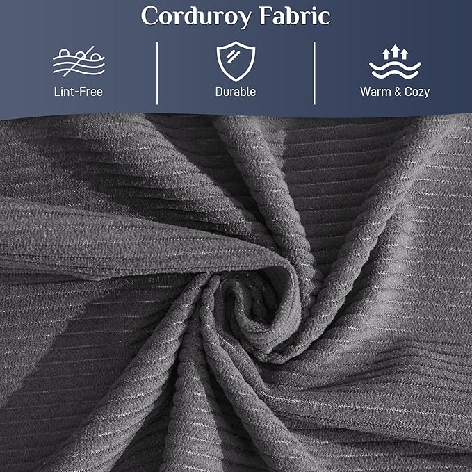 Convertible Sleeper Sofa Bed with Pillow, 4-in-1 Corduroy Folding Mattress Couch with Fixed-Shape Frame, Futon Fold Out Floor Sofa Cama Lounge Couch for Living Room Bedroom Studio, Grey-Ruum Studio Home