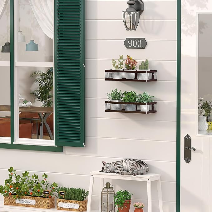 PUSDON Metal Wall Hanging Basket 2 Packs DIY Suitable for Multiple Scenes - Middle Bronze Netting-Ruum Studio Home