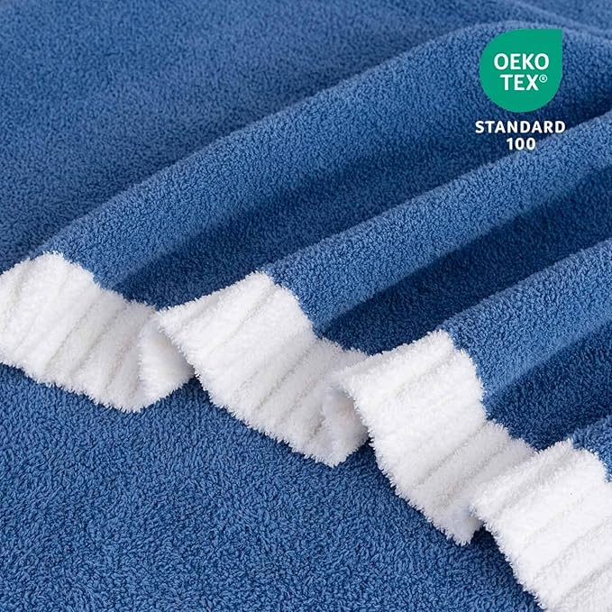 Soft Fuzzy Throw Blanket - Blue Cozy Warm Knit Fluffy Plush, Lightweight & Breathable, Throw for Bed, Chair, Sofa, Couch, Outdoor, 60"X80", Oeko-TEX Certified-Ruum Studio Home