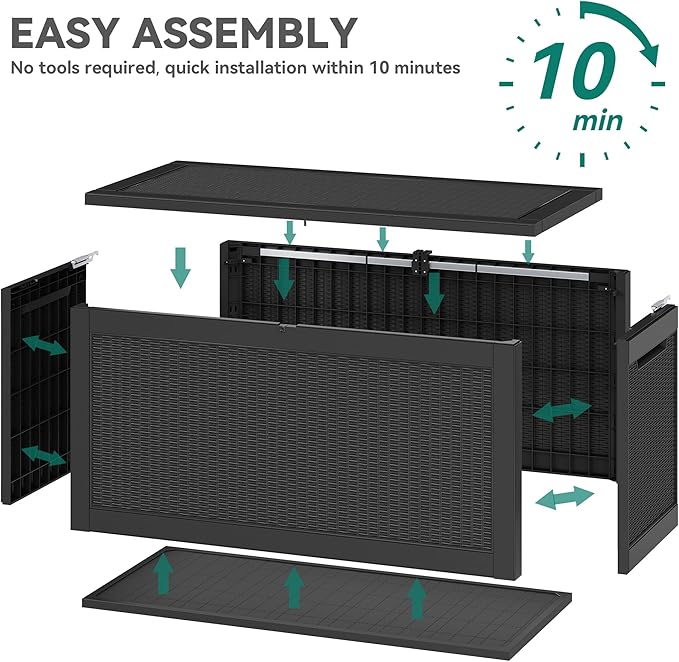 YITAHOME 260 Gallon XXL Large Deck Box, Outdoor Resin Storage Box, Lockable Storage Container for Patio Cushions, Furniture, Garden Tools, Water Resistant (Black)-Ruum Studio Home
