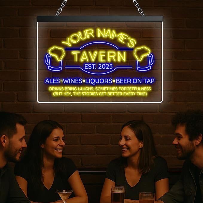 Custom Bar Neon Sign Beer Home Bar Lights Man Cave Acrylic Table LED Personalized Name Tavern Lighted Signs for Men Restaurant Coffee Workshop Garage Poker Signs Gifts-Ruum Studio Home