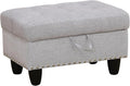 Ottoman Rectangular Storage Ottoman Bench, Flannel Footrest Stool Footstool with Lid for Living Room, Bedroom, Entryway, Gray White, 28.5"x19"x17.5"-Ruum Studio Home
