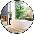 Fabuday Black Circle Mirror for Wall 22 inch - Round Mirror for Bathroom, Entryway, Living Room, Hallway, Bedroom Decor, Small Matte Frame Mirrors-Ruum Studio Home