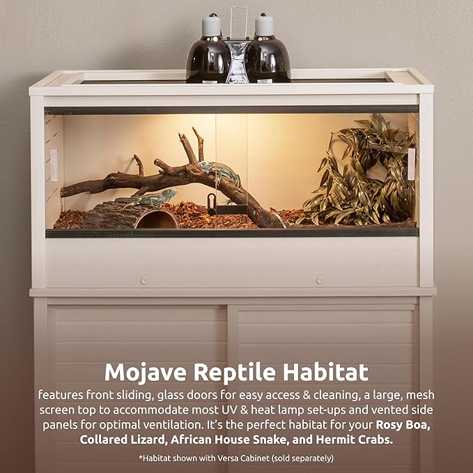 New Age Pet ECOFLEX 36" Mojave Reptile Lounge -Durable Wood Plastic Composite Habitat with Ventilation, Removable Glass Doors & Lock, Easy Assembly, for Tortoises, Snakes, Iguanas-Ruum Studio Home