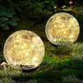 Garden Solar Ball Lights Outdoor Waterproof, 50 LED Cracked Glass Globe Solar Power Ground Lights for Path Yard Patio Lawn, Christmas Decoration Landscape Warm White(2 Pack 4.7'')-Ruum Studio Home