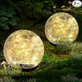 Garden Solar Ball Lights Outdoor Waterproof, 80 LED Cracked Glass Globe Solar Power Ground Lights for Path Yard Patio Lawn, Christmas Decoration Landscape Warm White(2 Pack 5.9'')-Ruum Studio Home