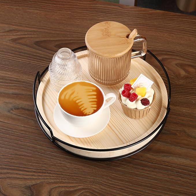 10" Wooden Lazy Susan,Round Wooden Lazy Susan Organization for Dining Table,Storage for Dining Table,Home Decor,Spices Organizer,1PC-Ruum Studio Home