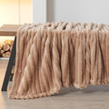 NEWCOSPLAY Super Soft Throw Blanket Taupe Premium Silky Flannel Fleece 3D Ribbed Jacquard Lightweight Bed Blanket All Season Use (Taupe Ribbed, Throw(40"x50"))-Ruum Studio Home