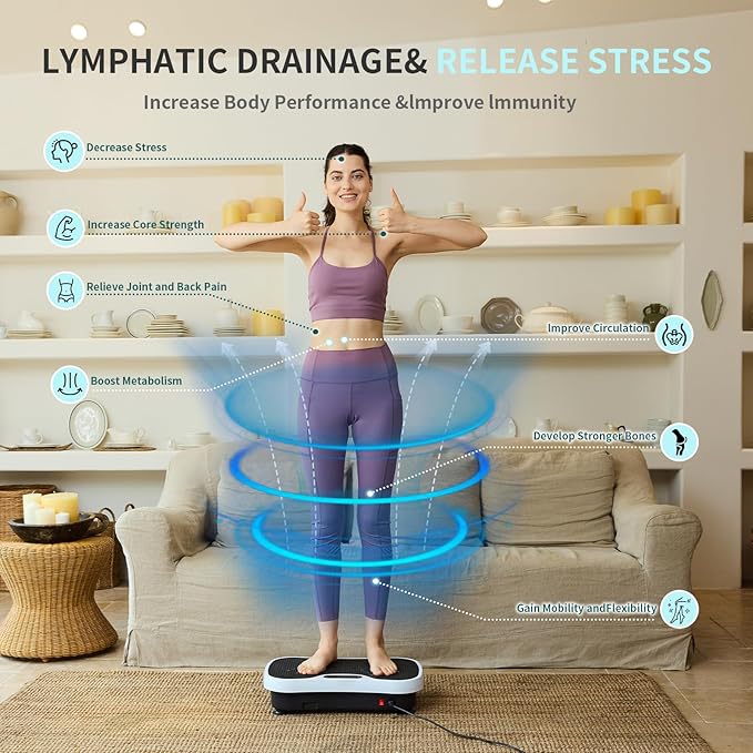 Vibration Plate Exercise Machine - Fitness Platform Vibration Plate for Lymphatic Drainage, Whole Body Shaker Machine Helps Weight Loss & Shaping, Workout Power Waver Vibrate for Women Men-Ruum Studio Home