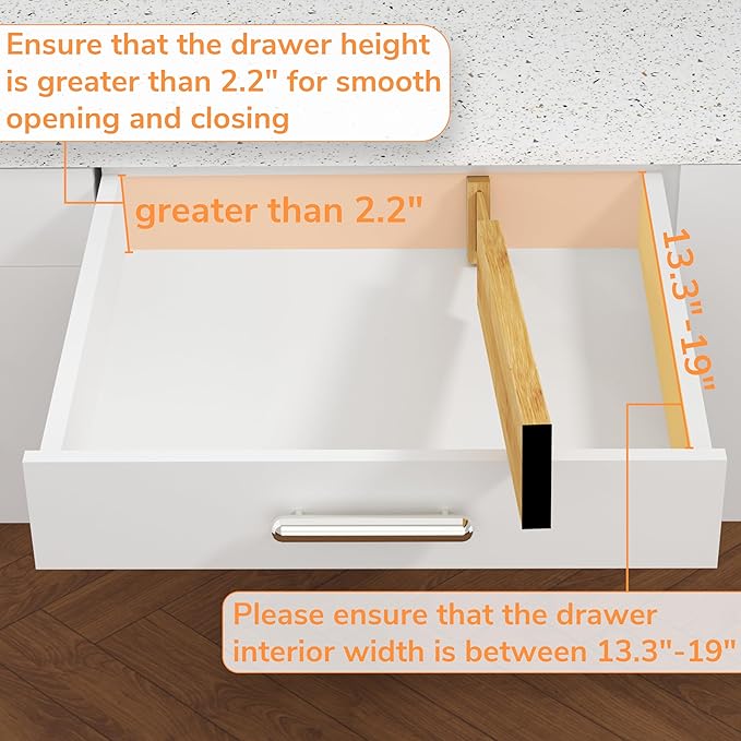 BAMEOS Drawer Divider,Expandable Bamboo Separators Adjustable Utensil Knife Fork Tool Kitchen Organizer, Clothes Fabric Drawer Organizer In Bathroom Bedroom Office, Cabinet Dresser Organizer 4-pack-Ruum Studio Home