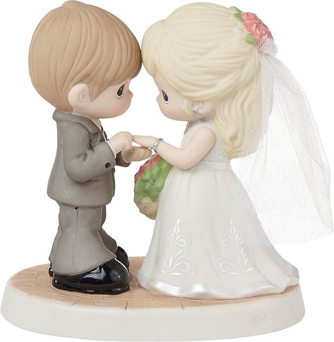 Precious Moments 222009 with This Ring, I Thee Wed Bisque Porcelain/Fabric Figurine-Ruum Studio Home