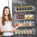 Spice Rack, 4-Pack Seasoning Organizer Wall Mount for Kitchen Storage Organization, Spice Holder Metal Shelf Saving Space for Cabinet, RV, Pantry, White-Ruum Studio Home