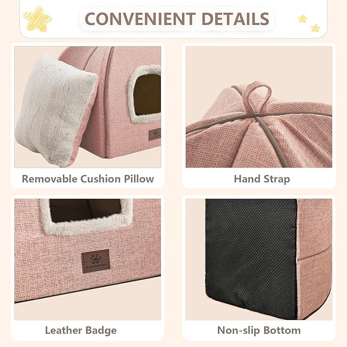 Cat Bed for Indoor Cats - Cat Cave Cat House Cats Tent with Removable Washable Cushioned Pillow, Soft and Self Kitten beds-Ruum Studio Home