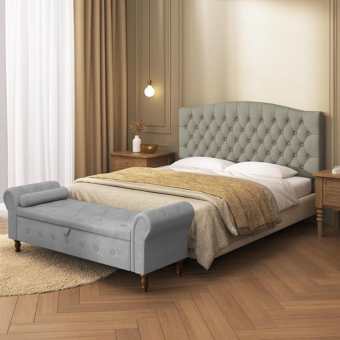 Velvet Upholstered Headboard King/Cal King Size Latest Model Wall Mount, Bed Frame Mount, Featuring High-Density Sponge Padding, Luxury Texture Easy Assembly and Style-Taupe-Ruum Studio Home