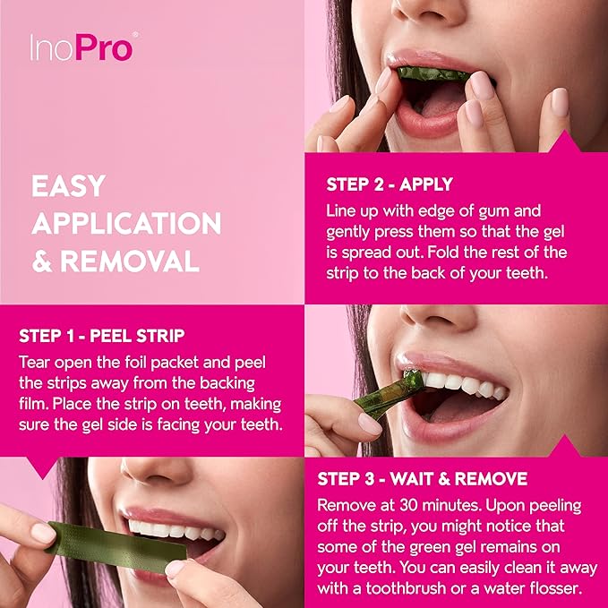 Teeth Whitening Strips 14 Treatments Kit - Teeth Whitener, Peroxide Free, Enamel Safe Green White Strips, Deep Stains Removal - Instant Teeth Whitening Without The Harm (28 Strips)-Ruum Studio Home