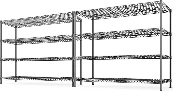REIBII 2560LBS Storage Shelves 55.5"W Metal Shelving Unit 4 Tier Wire Shelving Commercial Adjustable Garage Shelving Heavy Duty for Storage Rack for Pantry, Garage, Kitchen,55.5"W x 18"D x 55.5"H,2PCS-Ruum Studio Home