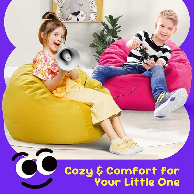 Hobestluk Bean Bag Chairs 2.5FT Bean Bag Chair with Memory Foam Filled & Machine Washable Cover,Beanbag Chair, Small Bean Bag Chairs for Playroom, Living Room, Bedroom-Ruum Studio Home