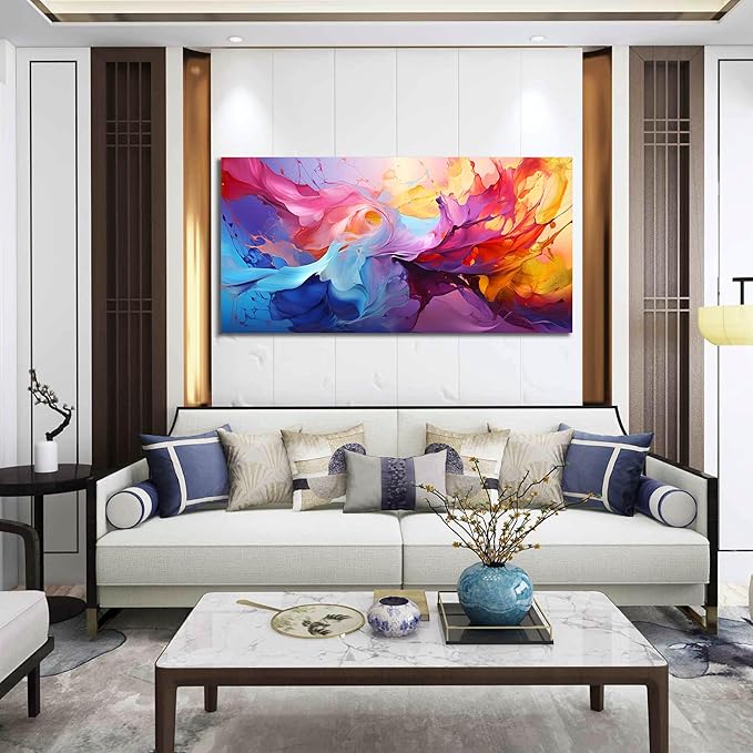 GUGIKA Abstract Wall Art for Living Room, Colorful Canvas Wall Decor for Bedroom, Picture Print, Size 48x24 Inches-Ruum Studio Home