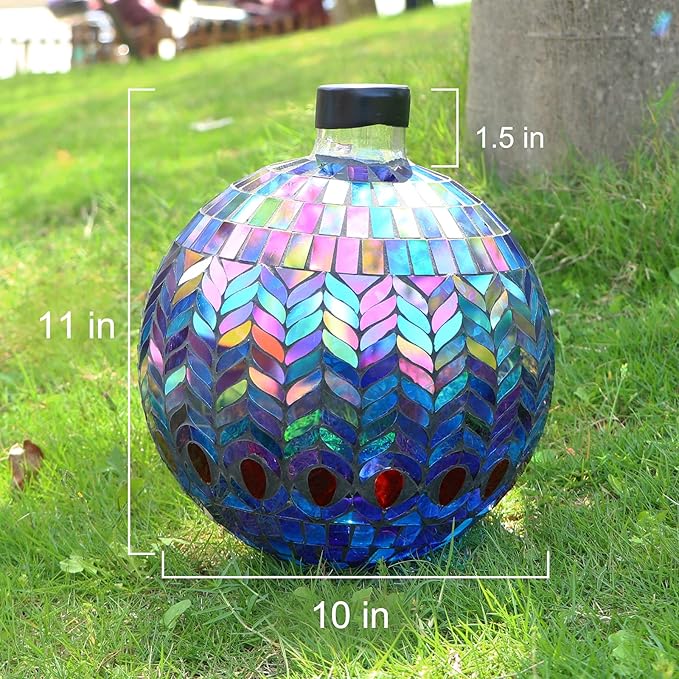 VCUTEKA Gazing Ball, Glass Mosaic Gazing Balls Sphere for Garden Lawn Outdoor Ornament Yard Decorative, 10-Inch, Purple-Ruum Studio Home