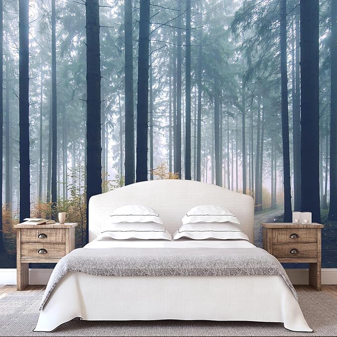 WFBHUA-Dark Forest Tree Wallpaper Mural Nursery Woodland Natural Landscapes Wall Murals for Bedroom Living Room(Not Peel and Stick)-Ruum Studio Home