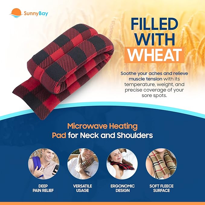 SunnyBay Microwave Heating Pad for Neck and Shoulders, Versatile Bean Bag Moist Heating Pad, Microwavable Neck Wrap and Cool Pack for Deep Pain Relief, Weighted Hot or Cold Therapy (Buffalo)-Ruum Studio Home