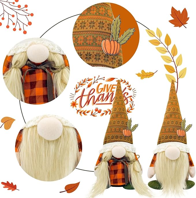 Lovinland Fall Decor - Fall Decorations for Home - Cute Thanksgving Gnomes Plush Doll for Office, Indoor, Room, Mantel, Shelf, Tiered Tray, Porch, Desk, Harvest Table Centerpieces - Autumn Gifts-Ruum Studio Home