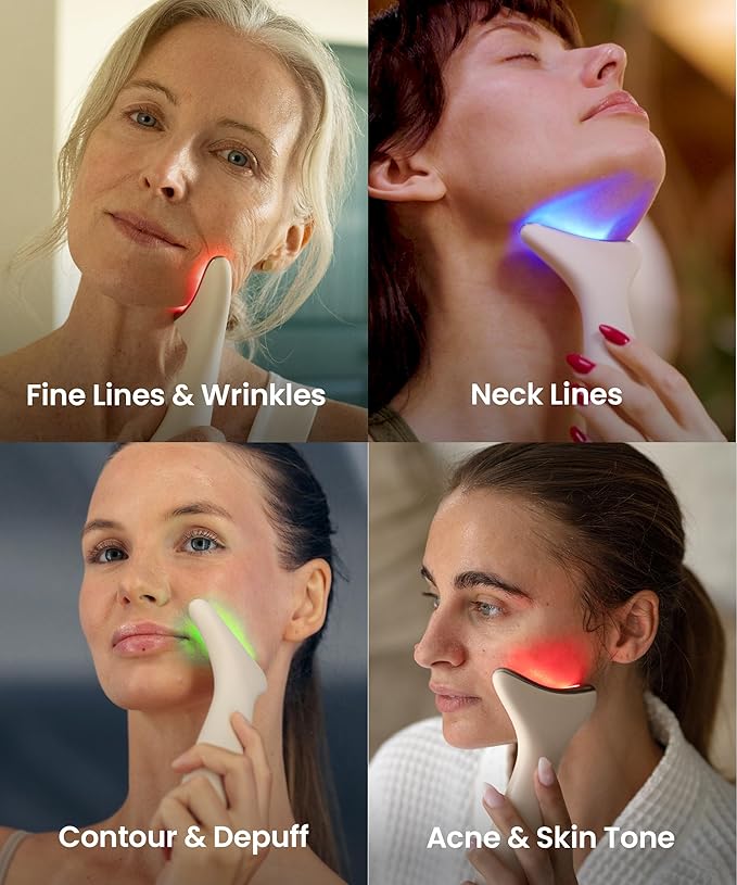 REVO Genie | Face & Neck Beauty Massager with Ultra Powerful LEDs for Wrinkles, Fine Lines, Puffy Skin, Uneven Skin Tone, Lymphatic Drainage, Lifting & Firming Facial Sculpting Tool with Light Therapy-Ruum Studio Home