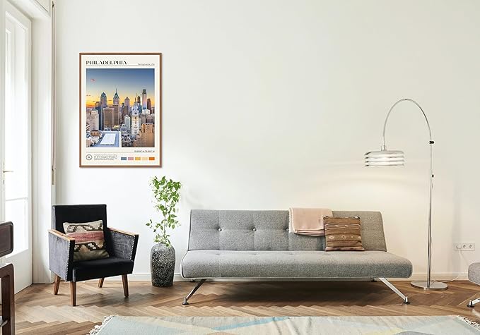 StudioUBILA Philadelphia Wall Art Poster, Decorative Cityscape Landscape Art Prints, Home Decor Wall Art Print for Bedroom Living Room Kitchen Decorations, Unframed-Ruum Studio Home