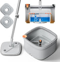 KZKR Spin Mop and Bucket Set with Self Separation Dirty and Clean Water System, Self Wringing 360° Rotating Square Mop Head for Home Floors Cleaning (1.0 Mop and Bucket Set (2 Pads))-Ruum Studio Home