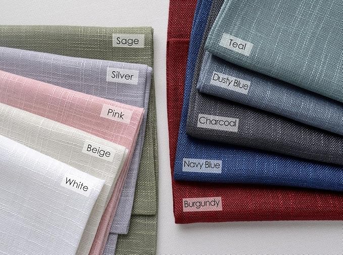 MIUCO Semi Sheer Curtains Poly Linen Textured Solid Grommet Curtains 63 Inches Long for Bedroom 2 Panels (2 x 37 Wide x 63" Long) Dusty Blue-Ruum Studio Home