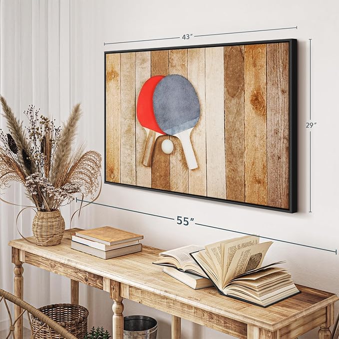 ElephantStock Ping Pong Wall Art - Horizontal Framed Canvas - 1-Piece Living Room Wall Decor - Photography Canvas Print - Brown and Red Decor for Wall - 43" X 29"-Ruum Studio Home