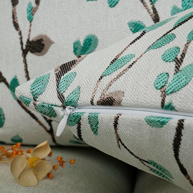 YOUR SMILE Classical Embroidery Jacquard Green Square Decorative Throw Pillow Case Cushion Cover 18x18 inch-Ruum Studio Home