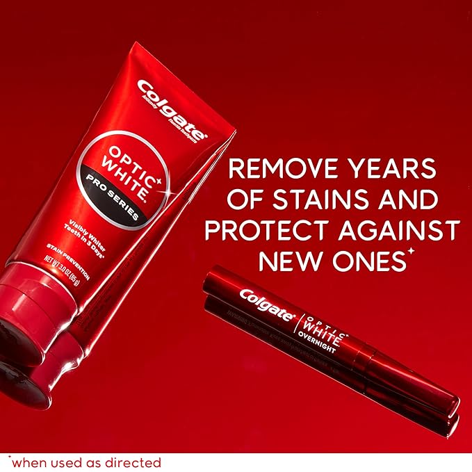 Colgate Optic White Overnight Teeth Whitening Pen and Whitening Toothpaste Kit, Includes 0.08 fl oz Teeth Whitener Pen with 21 Nightly Treatments Plus a 3.0 fl oz Enamel Safe Whitening Toothpaste-Ruum Studio Home